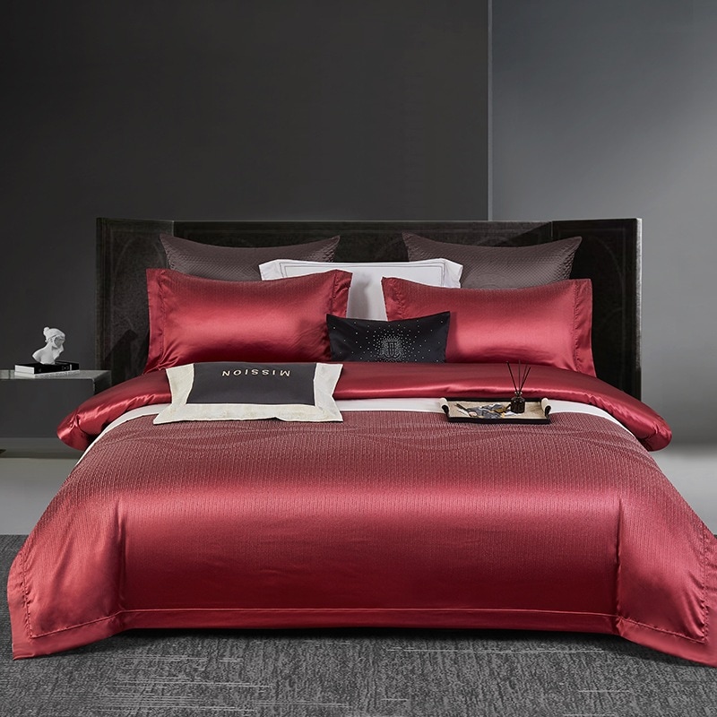 高級感0本長綿高精密色織ジャカード全綿純色四季寝具4点セット