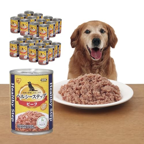 アイリスオーヤマ ヘルシーステップ ドッグフード 総合栄養食 ビーフ 合成着色料合成保存料不使用 (375g×6缶パック)×4個セット