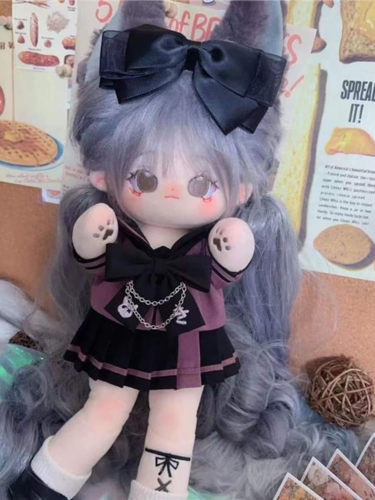 【激安本日限定】ぬいぐるみ 服オオカミ少女コットンドール 32 センチメートル裸ベビードール Wei Tu Yao ベビー服 Bad Jk セーラー服ベビー服