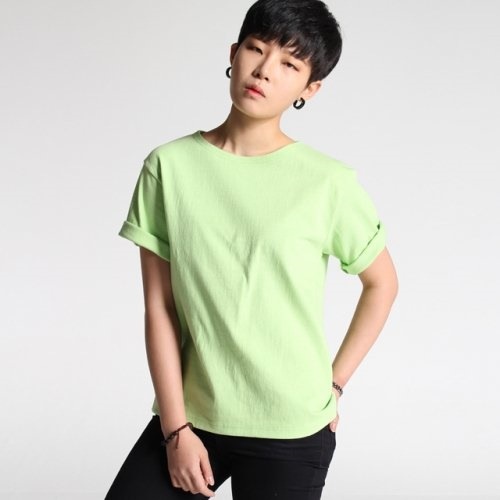 WOMANライムボートネック半袖Tシャツ [韓国直送]