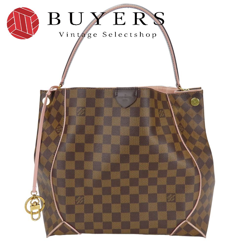 中古 ショルダーバッグ カイサ・ホーボー N41556 ダミエ ブラウン ローズバレリーヌ ピンク 肩掛け ワンショルダー セミショルダー レディース 女性