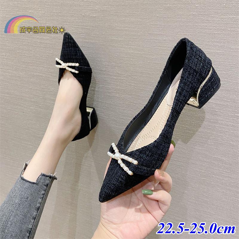 新しい秋のスタイル ポインテッドトゥ パンプス レディース シューズ ローヒール 太ヒール 痛くない 走れる カジュアル 女性用 通勤OL オフィス 結婚式 パーティー 211 Qポイント無料