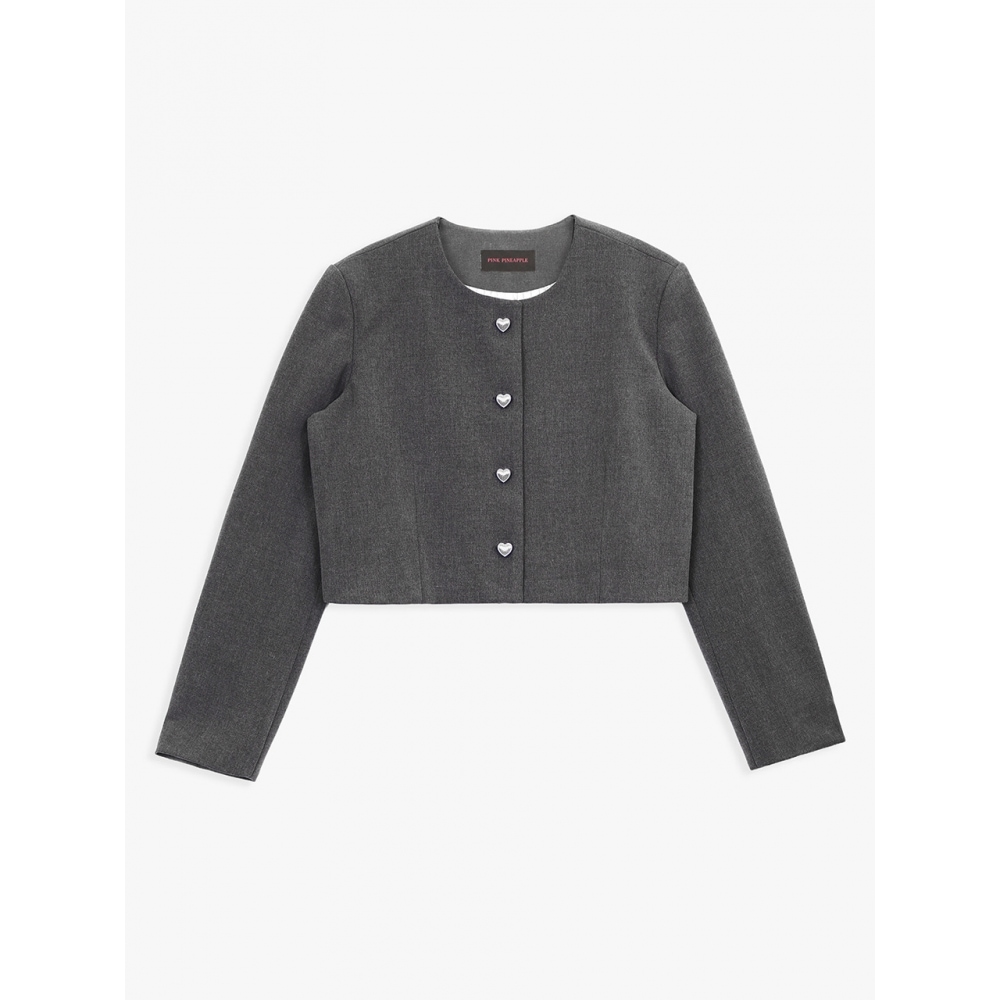 ピンクパイナップルタイディラウンドジャケットグレー