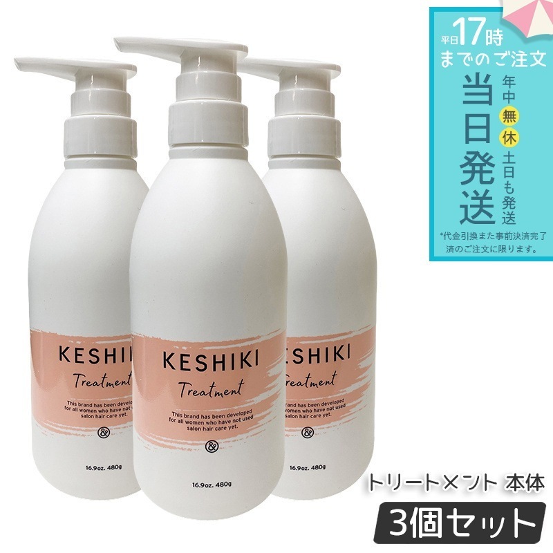 【3個セット】ケシキ ヘアトリートメント 480g ダメージ補修 保湿 ツヤ髪 カラーキープ ヘアケア ヒートプロテクト カラー長持ち ツヤまとまり サロン品質