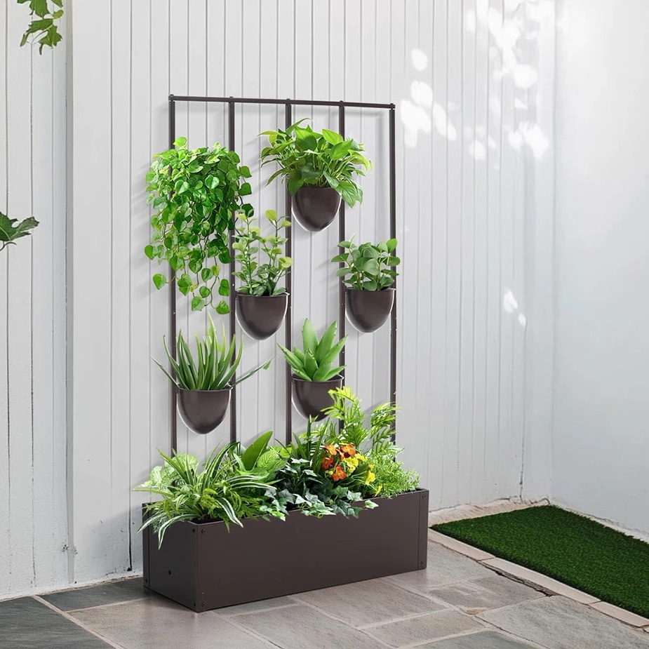 【国内即日発送】フェンス プランター付き 目隠し プランター付き 電着塗装 植木鉢付き 簡単設置 92*36*160cm 園芸用品 プランター ガーデンラティス プランターボックス 花壇フェンス ガー 12,640円