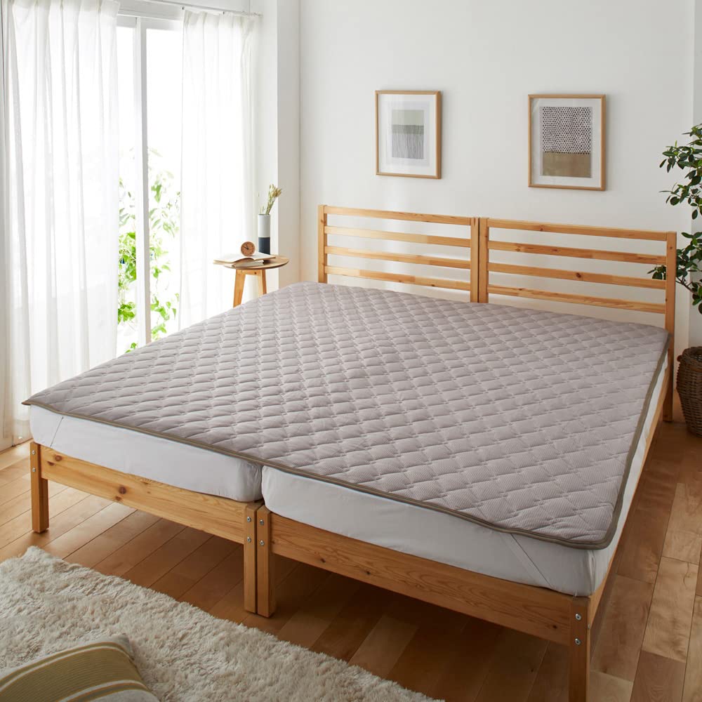 [ニッセン] ベッドパッド・敷きパッド 吸汗速乾ドライニット敷きパッド(Coco.Fa)ファミリーサイズ グレージュ 5人用(280cm)