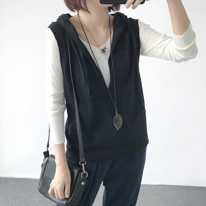 ベスト レディース トップス ノースリーブ プルオーバー フード付き パーカー カットソー 切り替え 袖なし Vネック 襟なし かわいい 大人可愛い きれいめ シンプル カジュアル 大人 上品