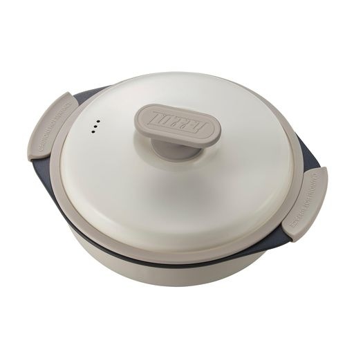 【TOFFY/トフィー】 電子レンジ用 グリル鍋 K-MW4 (ピュアホワイト) レンジ調理器 たっぷり深型 1台6役 焼く/炒める/蒸す/茹でる/炊く/煮る シリコーンミトン付き レシピブック付き