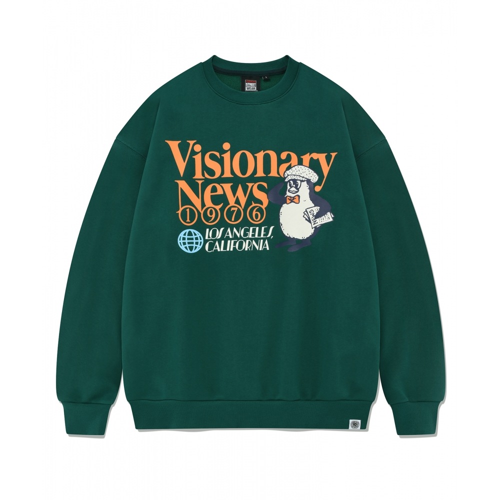 VISION StreetWEAR VSW ニュース エディター クルーネック ダークグリーン