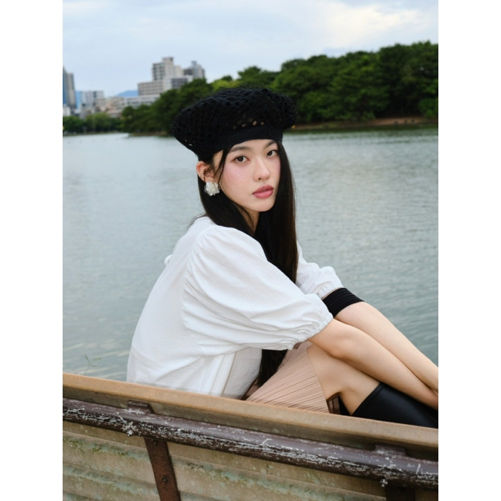 mer mer (2カラー) コットンバロン Tシャツホワイトブラック