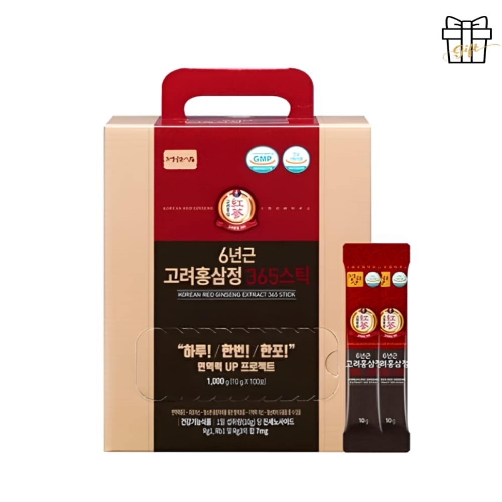[大容量] 6年根 高麗 紅参政 365スティック 100日分 紅参スティック 免疫力 100包 1箱 /韓国人参 健康食品 /スティックタイプ