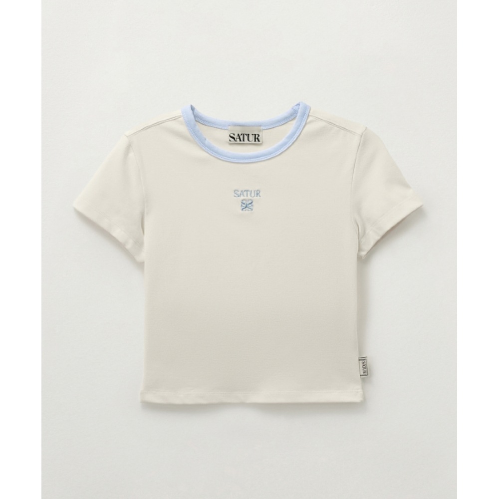 SATUR (W) アペロ クロップ リンガー 半袖 Tシャツ クレーム 9,428円