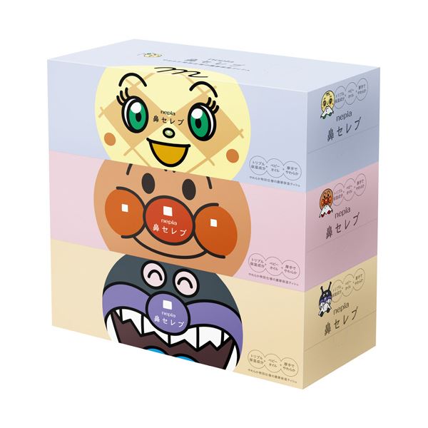 （まとめ） 王子ネピア ネピアアンパンマン鼻セレブ 180組／箱 1パック（3箱） [x5セット]