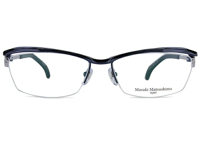 メガネ MF-1256 c.3 ダークネイビー/シルバー 日本製 ナイロール 大きい