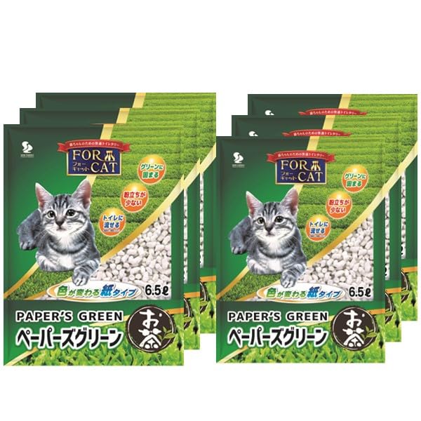新東北化学工業 猫砂 ペーパーズグリーン お茶 6.5L×6個（ケース販売）