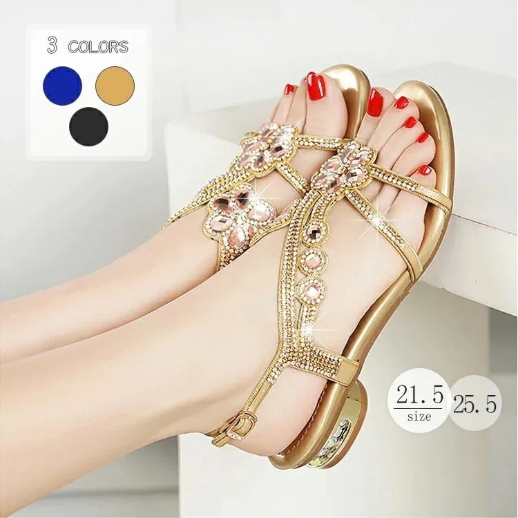 レディース シューズ ミュール キラキラ ダイアモンド オープントゥ 靴 大人 上品 大きいサイズ 25.5cm ダブルストラップ ストラップサンダル 太ヒール 2.5cmヒール つつかけ 21.5c