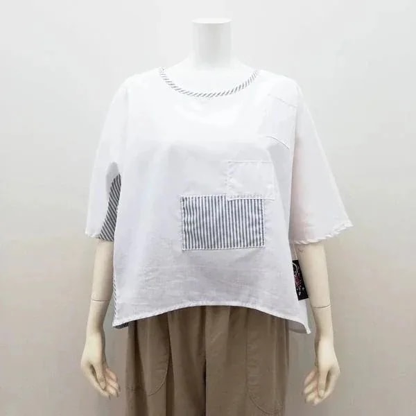 五分袖 七分袖 シャツ ブラウス トップス レディースファッション 春夏物 ストライプ 切替