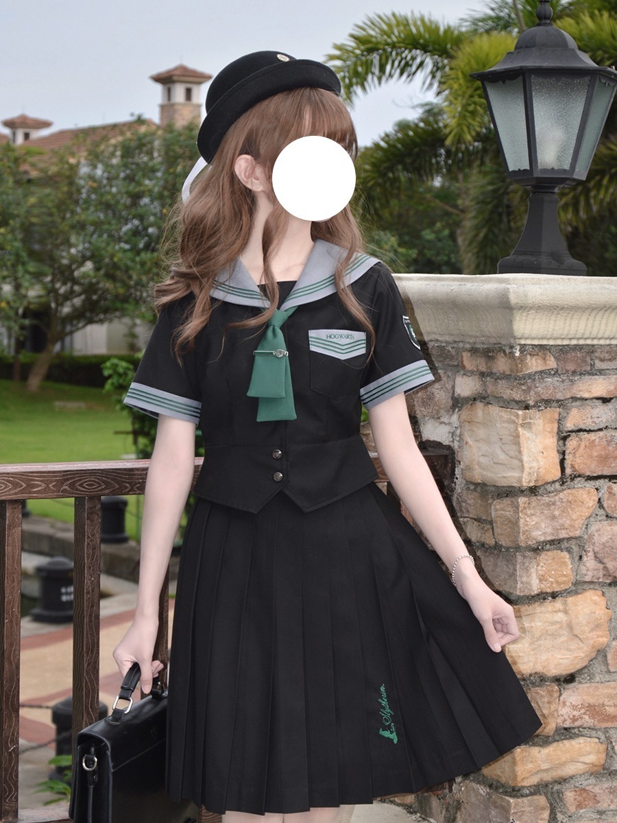ハリーポッター セーラー服 サマー ラペル ウエスト 3本線幅 裾スリム トップス