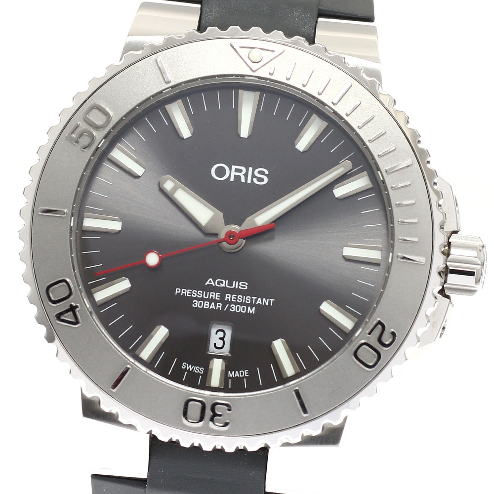 ベルト訳あり オリス ORIS 01 733 7730 4153 アクイス デイト レリーフ 自動巻き メンズ 箱・保証書付き_936384【中古】