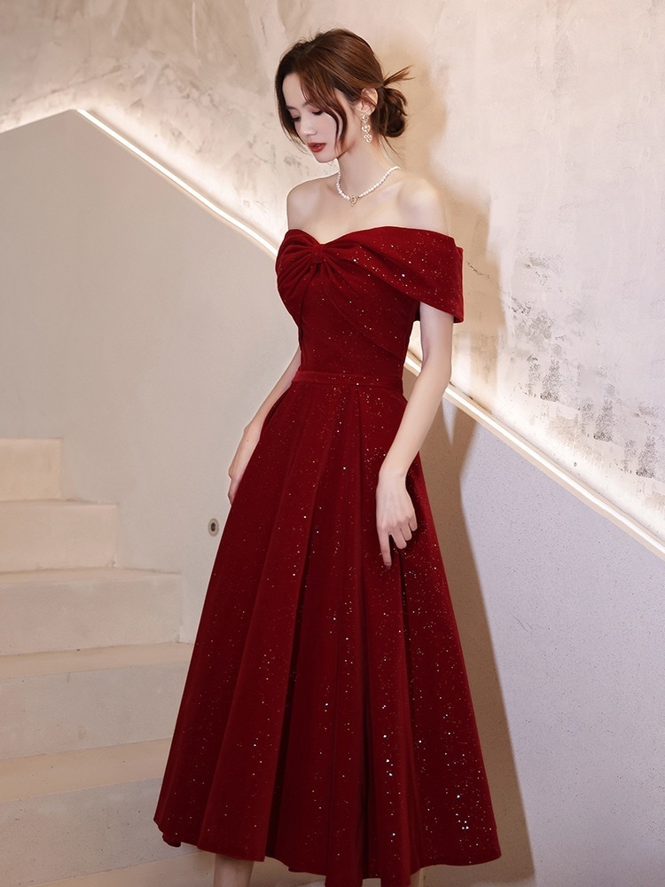 ウエディングドレス,結婚式　ドレス,パーティードレス,ロングワンピース,ドレス ロングドレス,パーティードレス 結婚式敬酒服娘赤い字肩の婚約礼装平可着回門ワンピース小柄