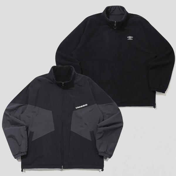 リバーシブルフリースウーブンセットアップウインドブレーカージャケット UP421CJKN1 BLK