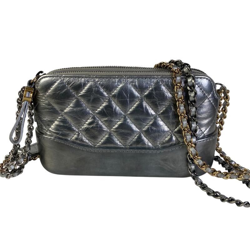 【最終処分SALE】CHANEL シャネル ココマーク レザー ショルダーバッグ シルバー A-7300