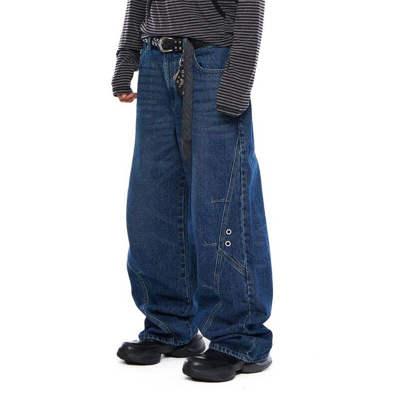 アカム AAKAM Incision アイレットウォッシュデニムパンツ ブルー 550019