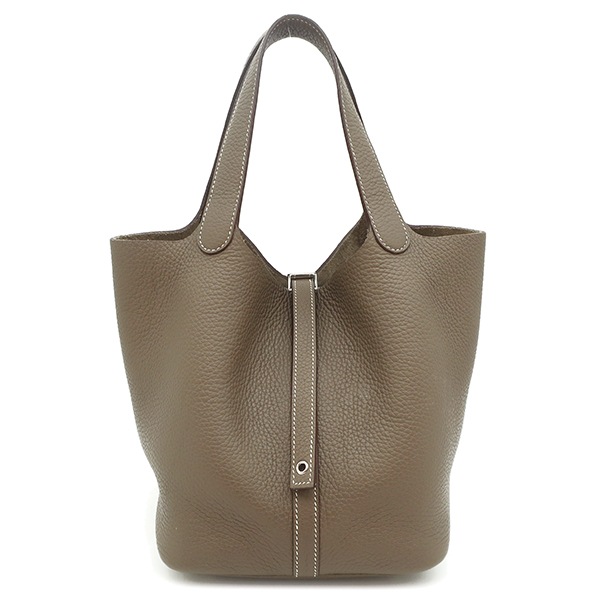 エルメス HERMES ハンドバッグ ピコタンロックMM トリヨンクレマンス エトゥープ シルバー金具 グレージュ Z刻印 【箱】【中古】