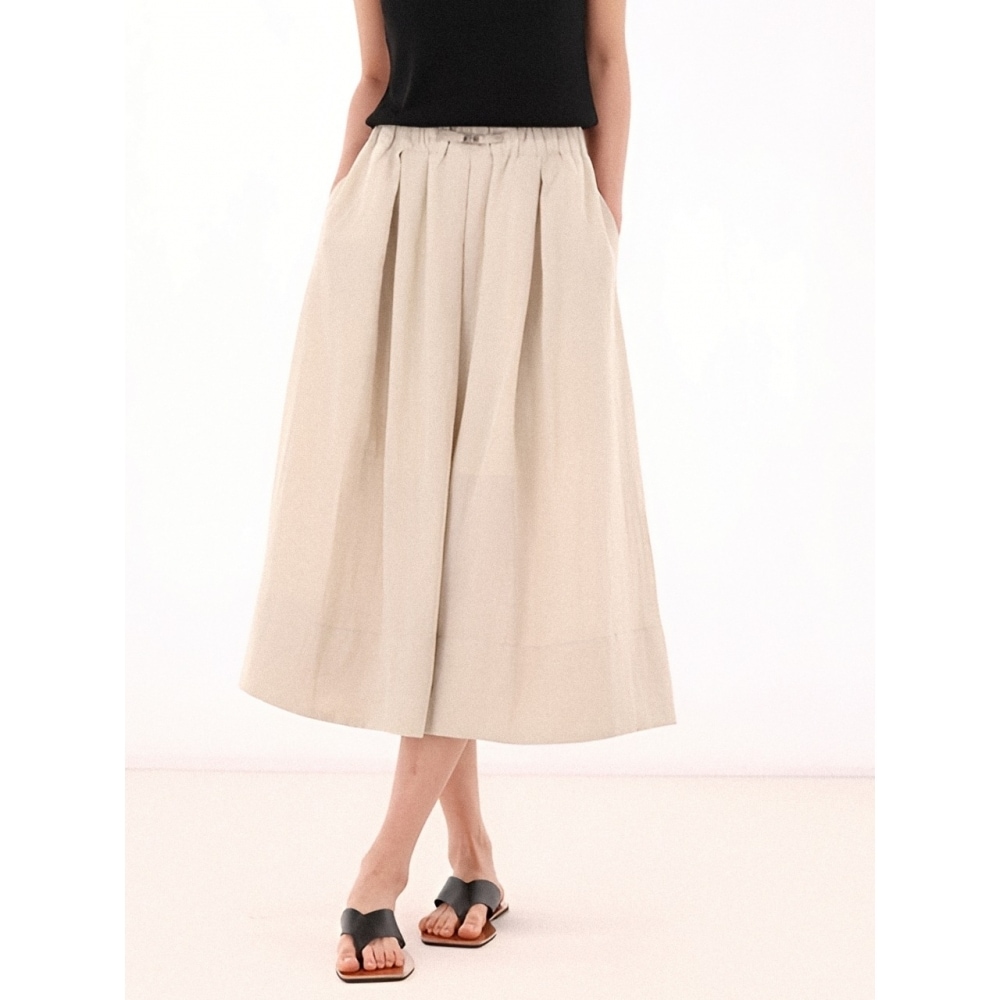 ACUD リネンベンディングピンタックスカートベージュ 14,237円