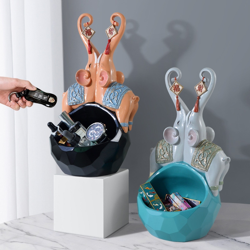 小物入れ トレイ 象 モチーフ オブジェ 置物 収納 ストレージ オーナメント おしゃれ 可愛い 玄関 リビング ホームデコ