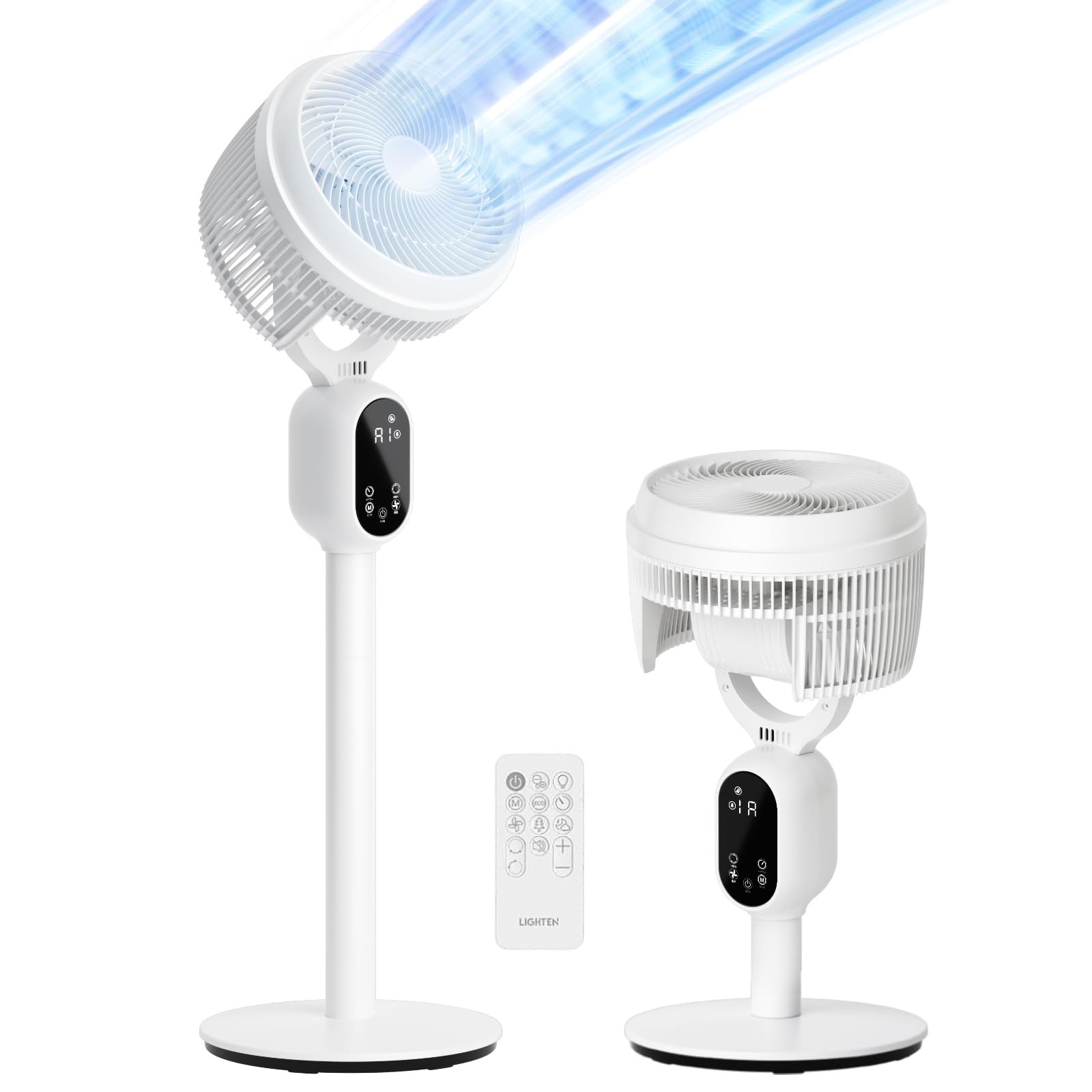 サーキュレーター dcモーター【節電対策＆360度首振り】 扇風機 リビング サーキュレーター 静音 リモコン付き 12段階風量調節 4つモード 90上下左右 自動首振り パワフル送風 省エネ 高さ