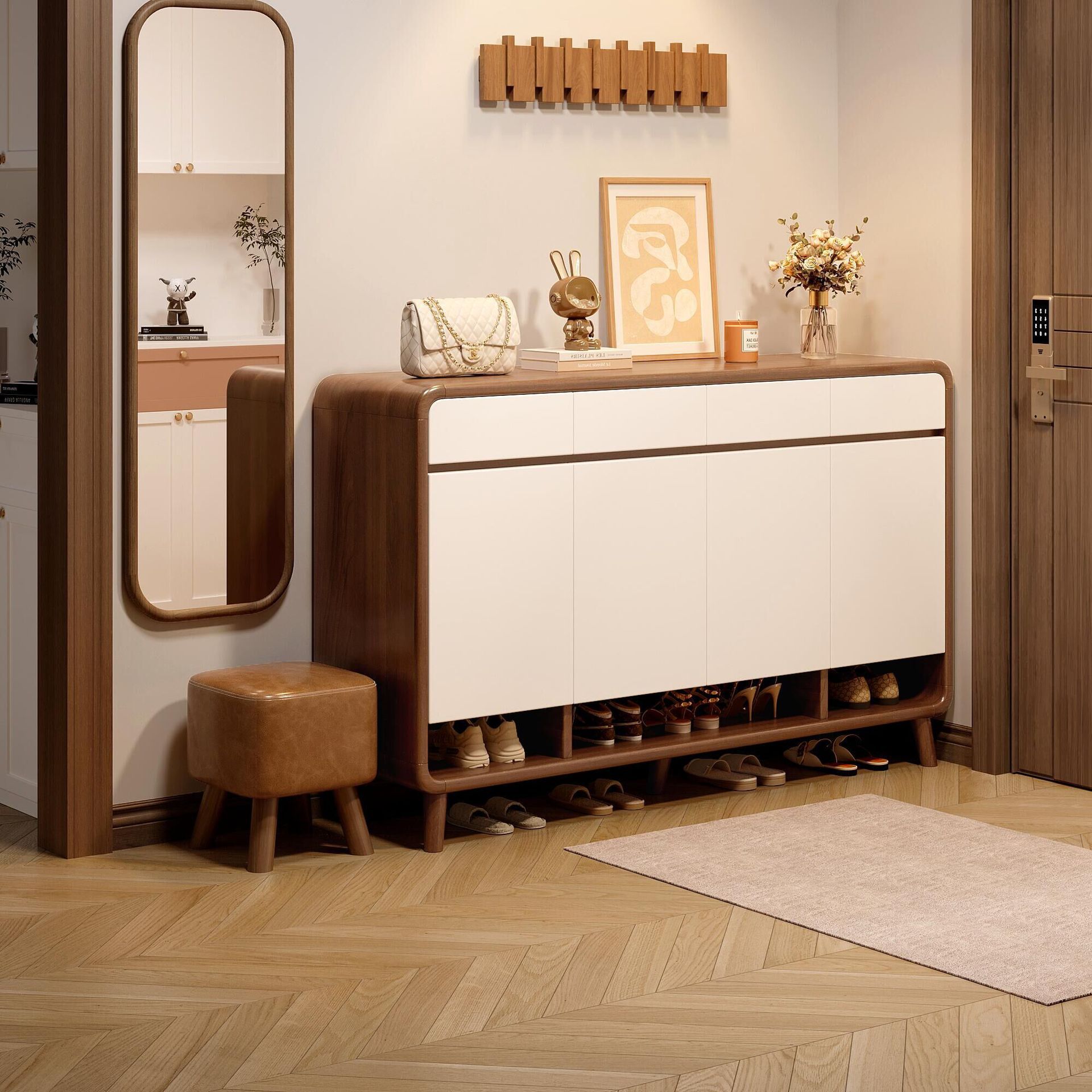 实木鞋柜家用门口新款2024爆款入户储物柜楼道室内玄关柜一体鞋架