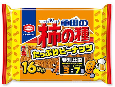 亀田製菓 亀田の柿の種たっぷりピーナッツ16袋詰 560...のサムネイル