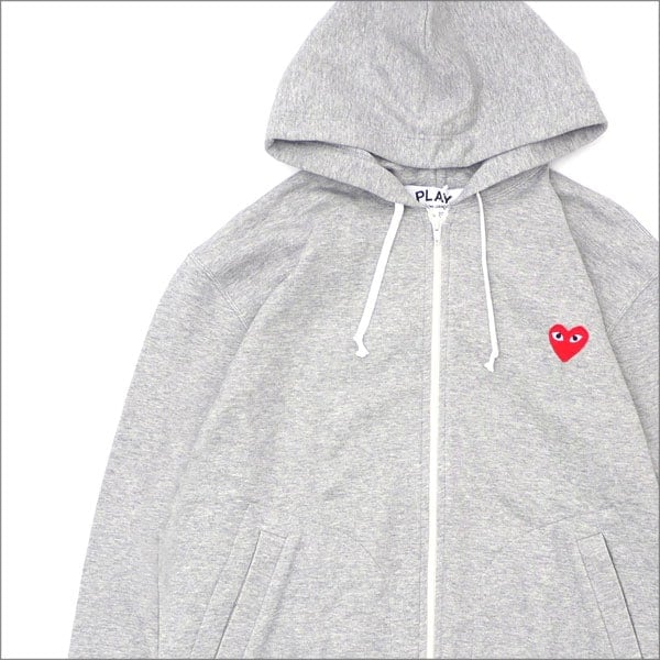 プレイ コムデギャルソン PLAY COMME des GARCONS MENS RED ZIP HOODIE スウェットパーカー GRAY 211-000545-062
