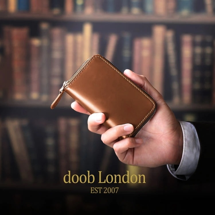 コードバン ミニ財布 メンズ doob London ブランド ラウンドファスナー キャッシュレス 財布 【名入れ 可能】 ミニマリスト 小さい財布 コンパクト財布 男性 ギフト ドゥーブロンドン プ