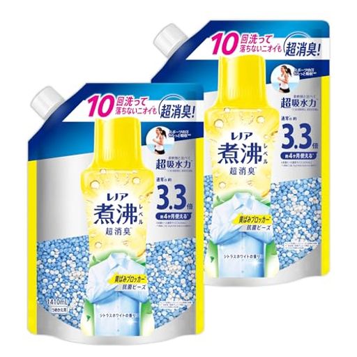Lenor レノア 煮沸レベル超消臭 抗菌ビーズ 黄ばみブロッカー シトラスホワイト 詰め替え 1,410mL×2袋 [大容量]【まとめ買い】 4,936円