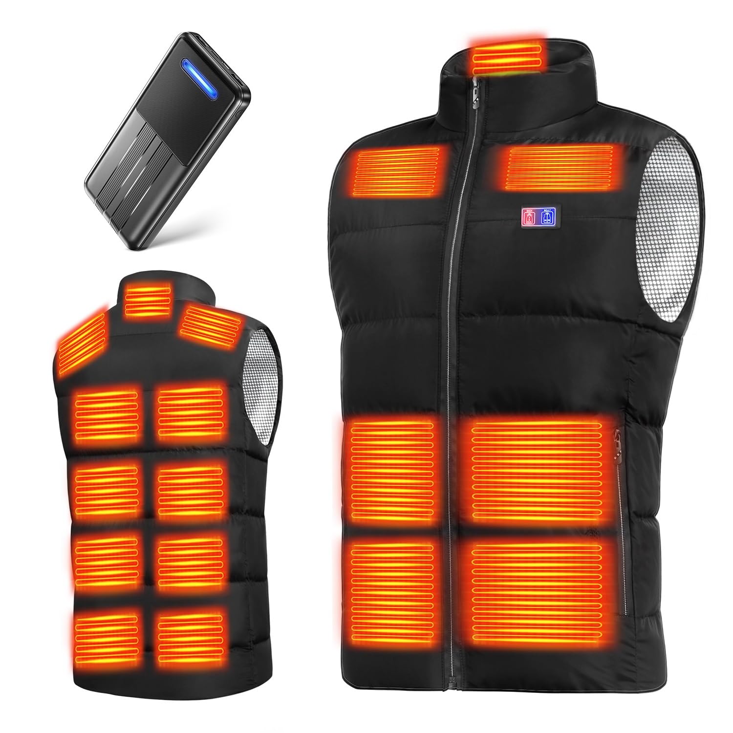 [sumioi] 電熱ベスト 【17箇所発熱 40800mAh大容量バッテリー付き】 ヒーターベスト 3段階温度調整 USB給電 前後独立制御 速暖 保温 冬用 電熱ジャケット 日本製ヒーター 丸洗い