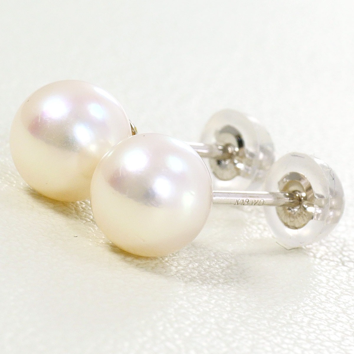 K18 18金 WG ホワイトゴールド ピアス パール（真珠） 総重量約0.9g 中古