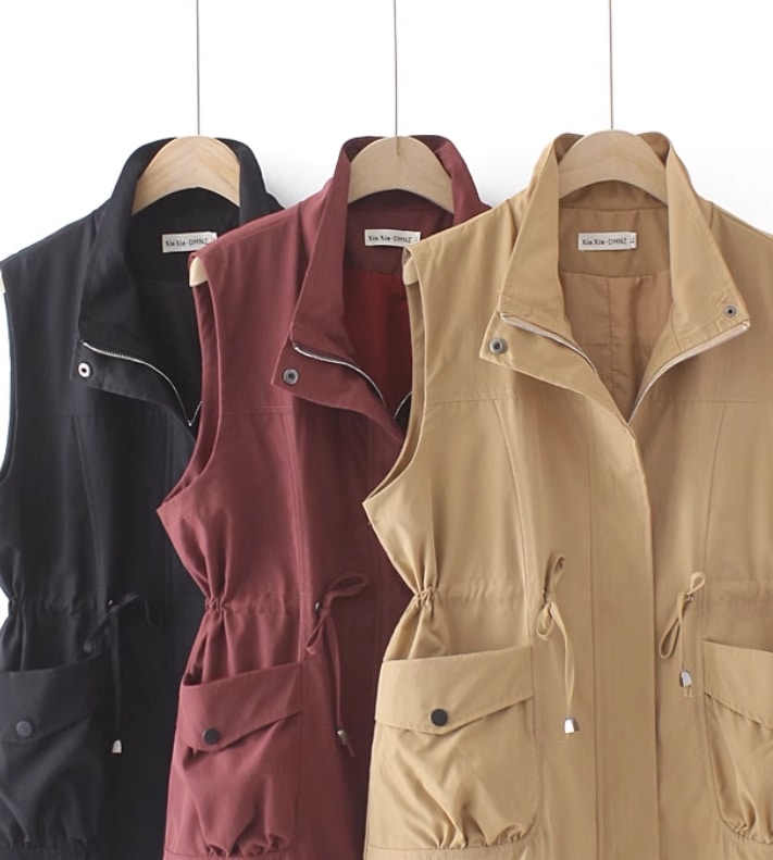 トップス デート モテアイテム ベスト ノースリーブ ポケット ミディアム丈 大人可愛い きれいめ 上品 おしゃれ かっこいい 大人可愛い ラブリー キュート ガーリー クール モード系 セクシー