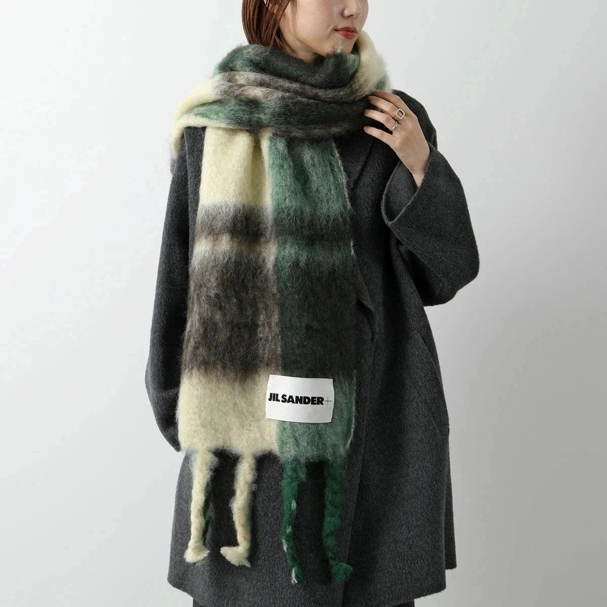 JIL SANDER+ ジルサンダー プラス マフラー J40TE0124 J40041 J47TE0118 J40041 レディース ロゴラベル チェック柄