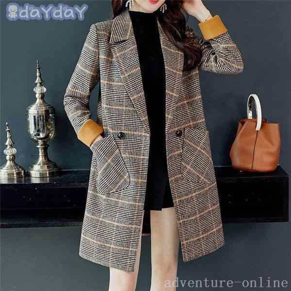 【2025新作入荷】チェスターコート アウター コート レディース 冬 秋冬物 冬物 冬服 ロング ロングコート チェスター チェック柄 Vネック あったか きれ