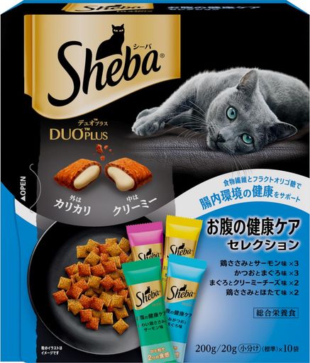 シーバ デュオ プラス 成猫用 お腹の健康ケアセレクション 200g(20g×10袋)×12箱 ドライフード おやつ カリカリ 総合栄養食 腸内環境の健康維持をサポート キャットフード 猫 Sheba