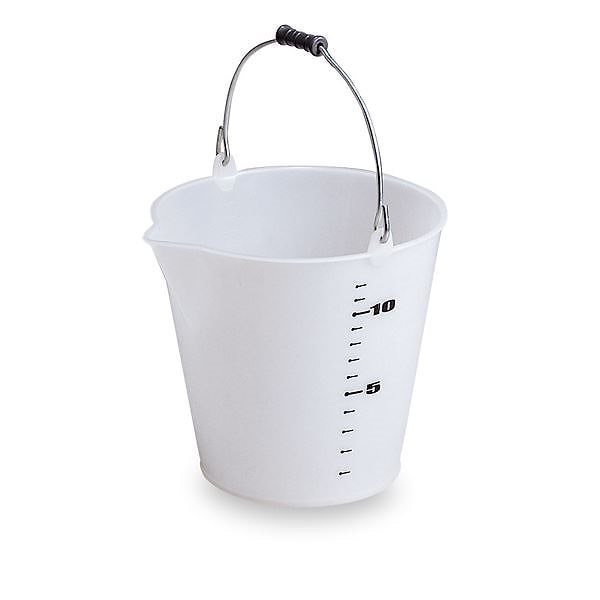 （まとめ） じょうぶバケツ/清掃用品 14L 半透明 ナチュラル 容量目盛り付き 業務用 施設 店舗 10セット