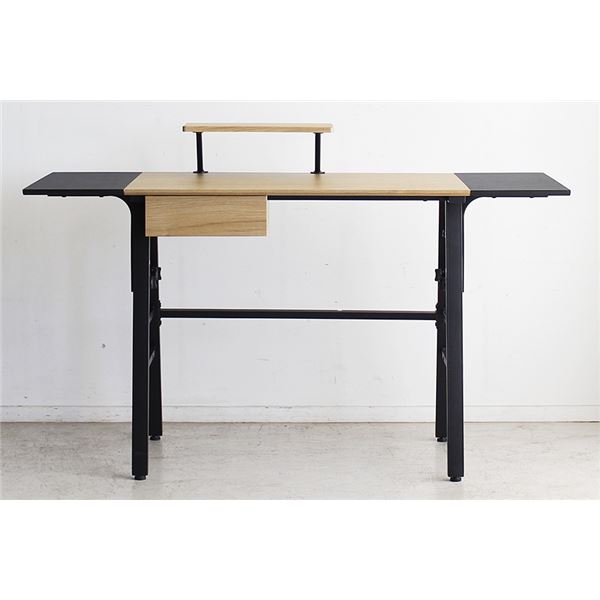 パソコンデスク/学習机 (ナチュラル) 幅134cm 可動棚 引き出し付き スチール製 『デイ』 (組立品) (リビング)