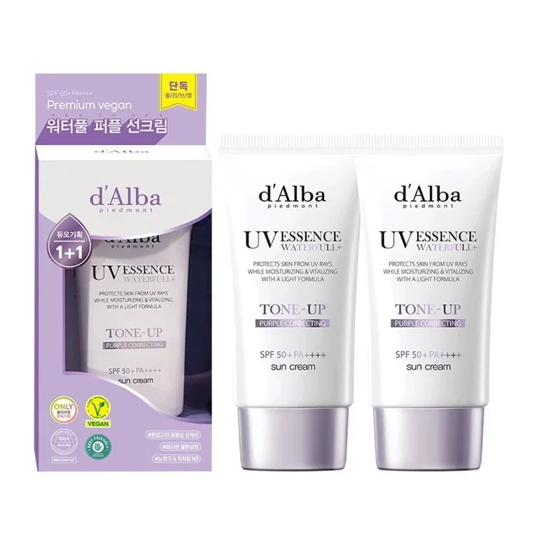 d’Alba ウォーターフルトーンアップ日焼け止めパープル, 50ml, 2個