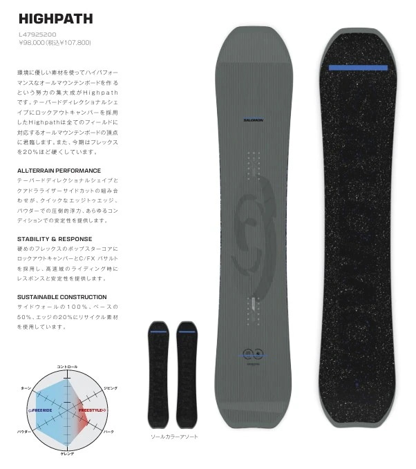 新品未使用 25-26 SALOMON BOARD HIGHPATH 150cm 土日祝発送OK 96 サロモン