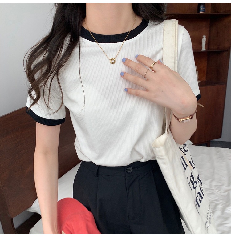 トップス Tシャツ 袖あり ラウンドネック 襟なし かわいい 可愛い きれいめ シンプル カジュアル 上品 おしゃれ かっこいい 可愛い 女子 こなれ感 ラフ ラブリー キュート