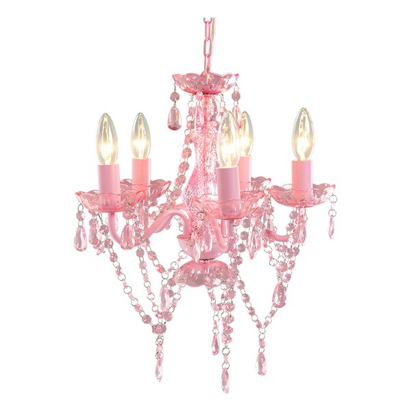 シャンデリア5灯 ピンク 幅38cm LED電球対応 NL-8605PK