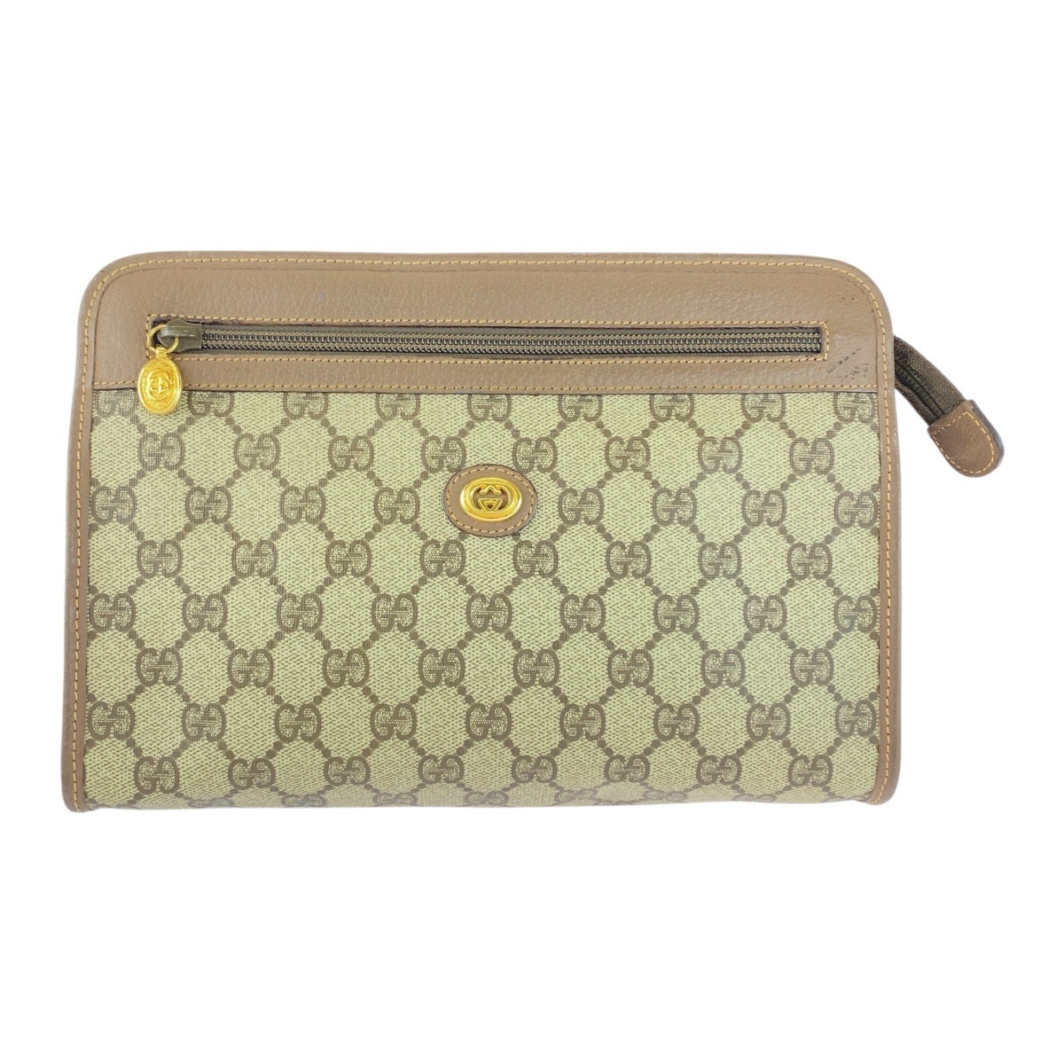 美品 ヴィンテージ オールドグッチ ベージュ ブラウン ゴールド金具 GGスプリームキャンバス/レザー 014 122 6063 クラッチバッグ セカンドバッグ 男女兼用 レディース 505061 17,250円