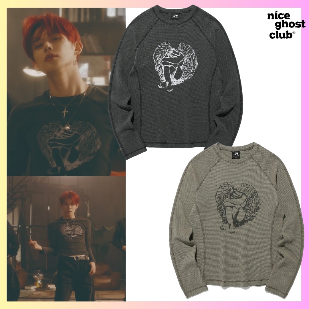 [TXT ヨンジュン着用] CRYING ANGEL WAFFLE L/S TEE - 2色 韓国ファッション tシャツ半袖 レディース韓国ファッションブランド + FREE OMAKE